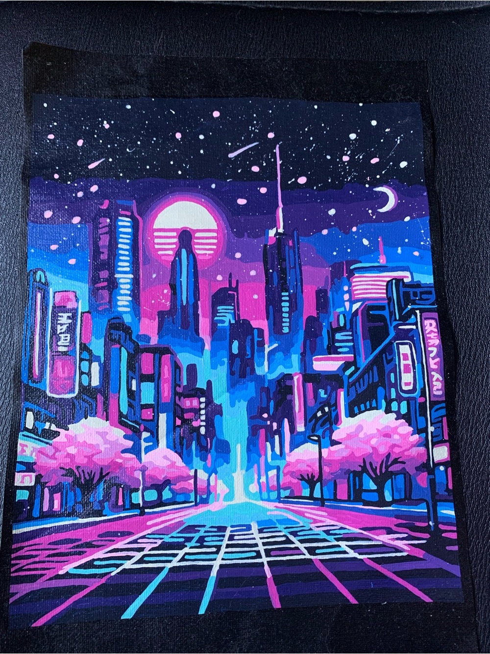 Neon Cityscape finished paint by number